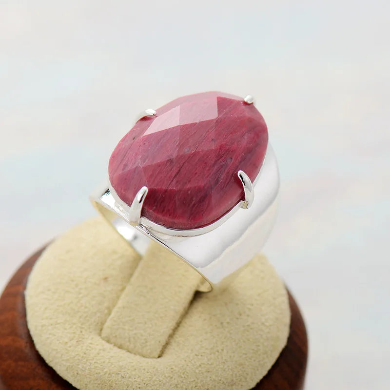 Anello in rodonite rossa