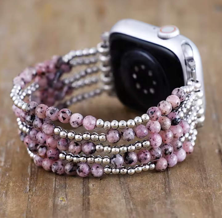 Cinturino per Apple Watch in rodonite argentato