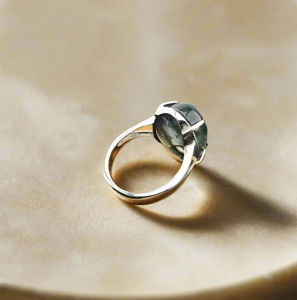 Anello in agata verde naturale