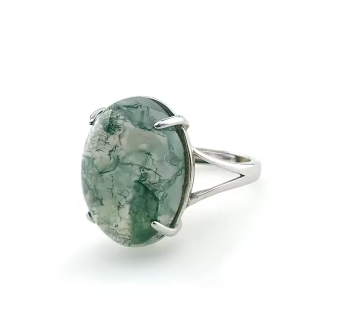 Anello in agata verde naturale