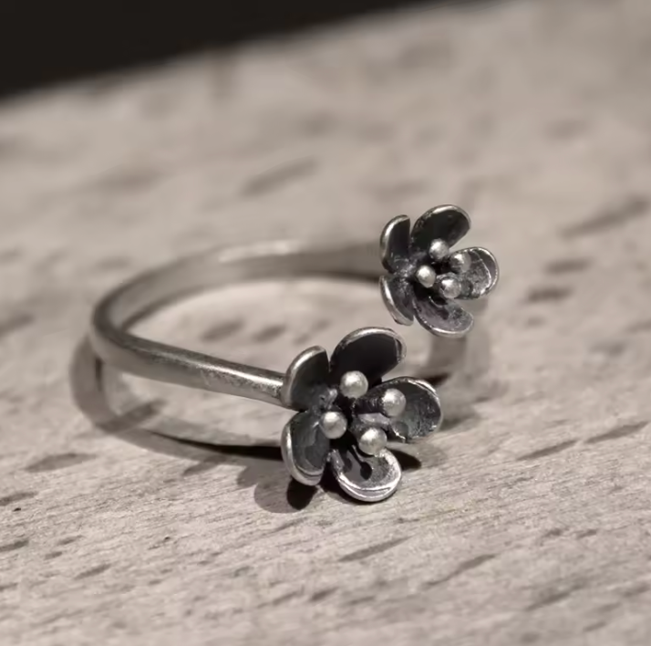 Anello Duo Flower Argento