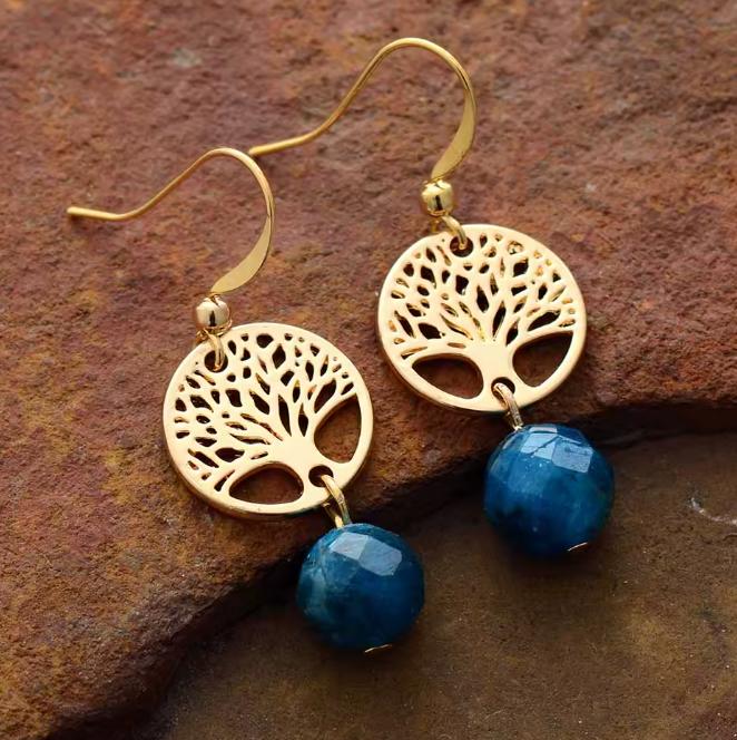 Orecchini con albero della vita in apatite