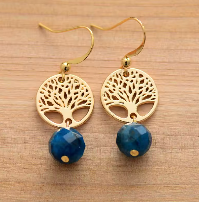 Orecchini con albero della vita in apatite