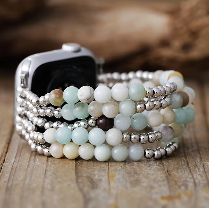 Cinturino per Apple Watch in Amazonite Silver Sparkle