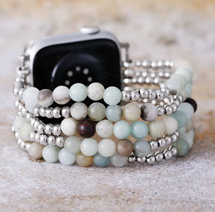 Cinturino per Apple Watch in Amazonite Silver Sparkle