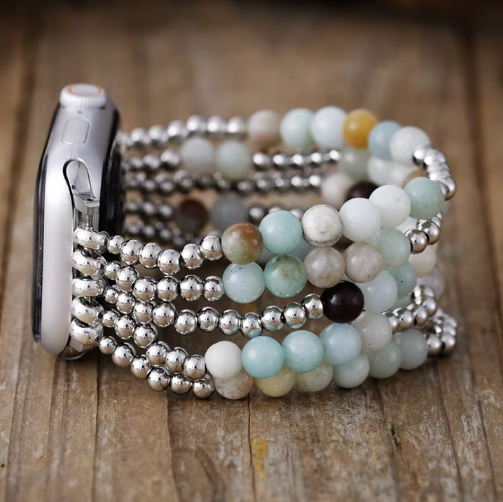 Cinturino per Apple Watch in Amazonite Silver Sparkle