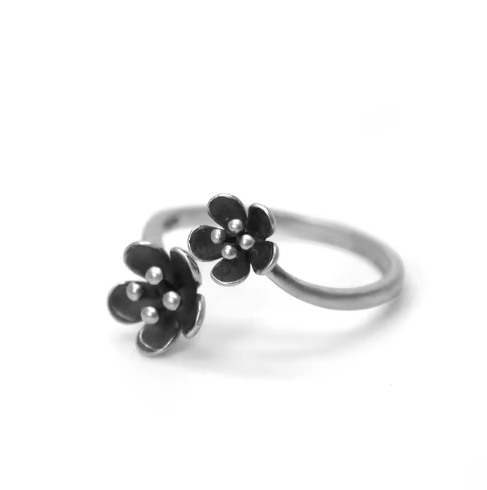 Anello Duo Flower Argento