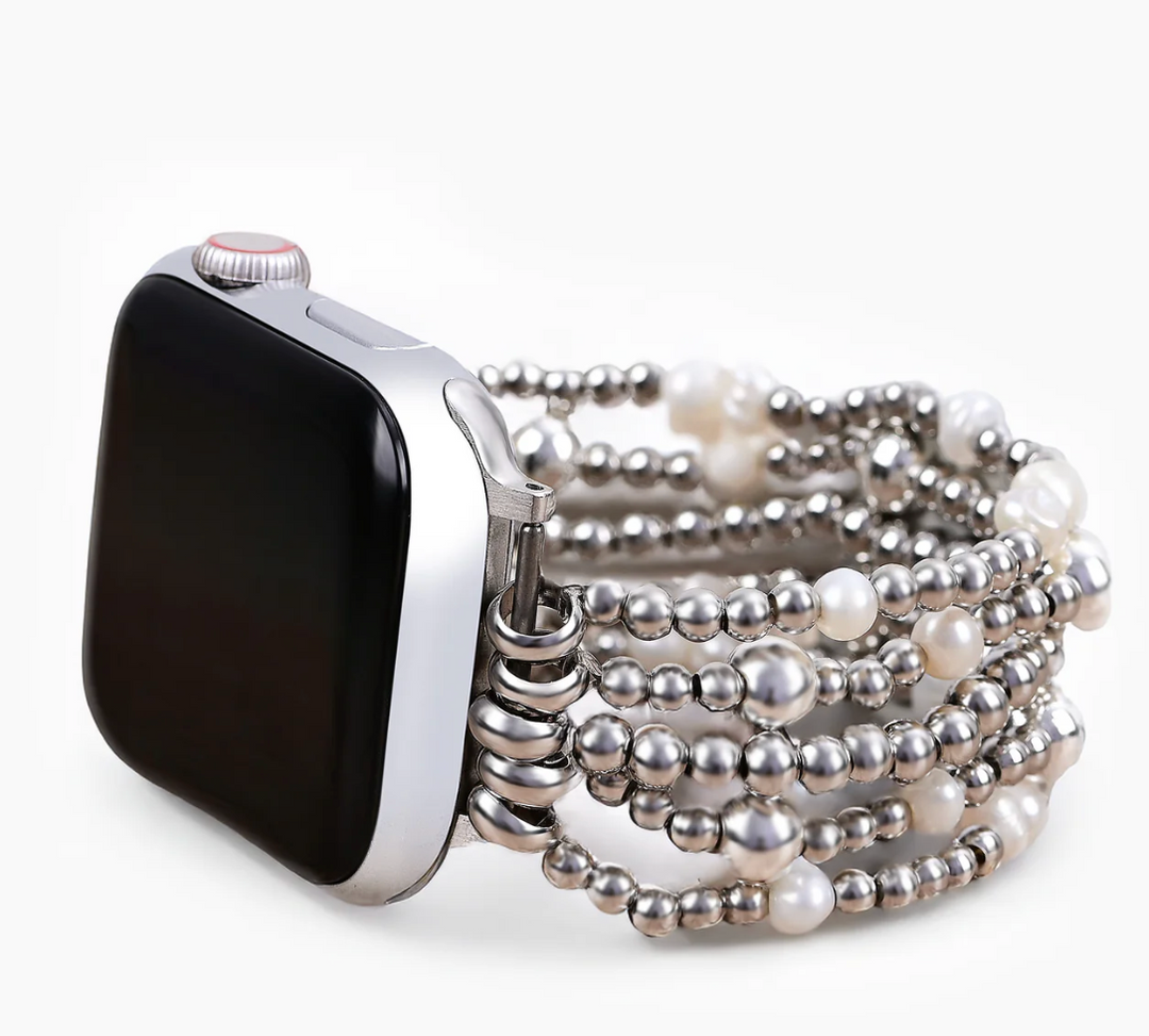 Cinturino per Apple Watch Silver Sparkle Pearl