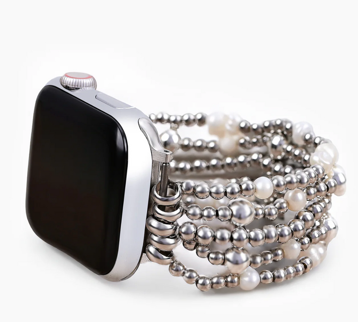 Cinturino per Apple Watch Silver Sparkle Pearl