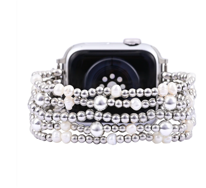 Cinturino per Apple Watch Silver Sparkle Pearl
