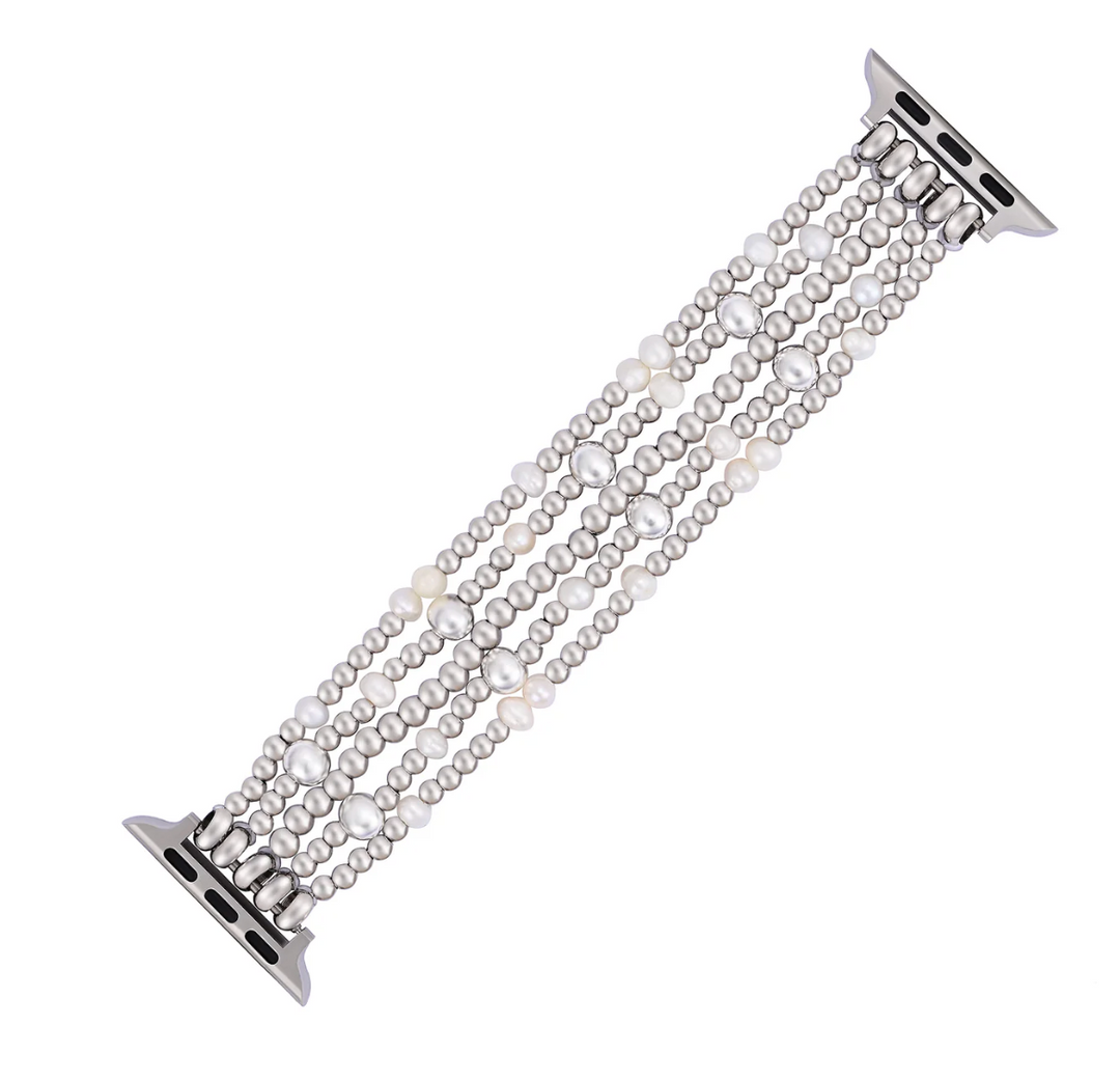 Cinturino per Apple Watch Silver Sparkle Pearl