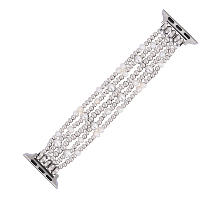 Cinturino per Apple Watch Silver Sparkle Pearl
