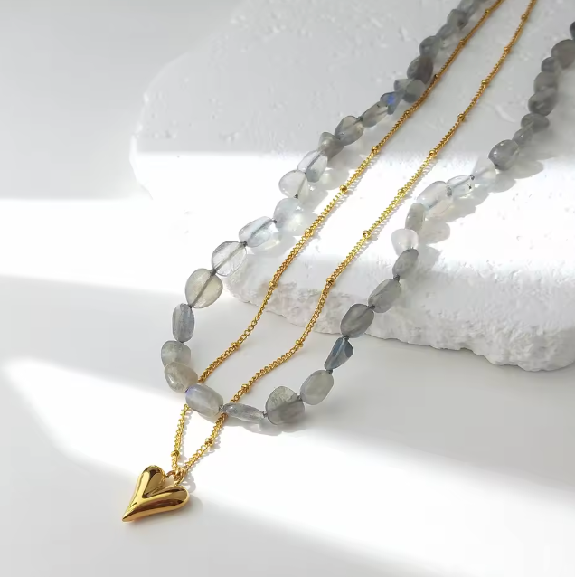 Collana con cuore di labradorite