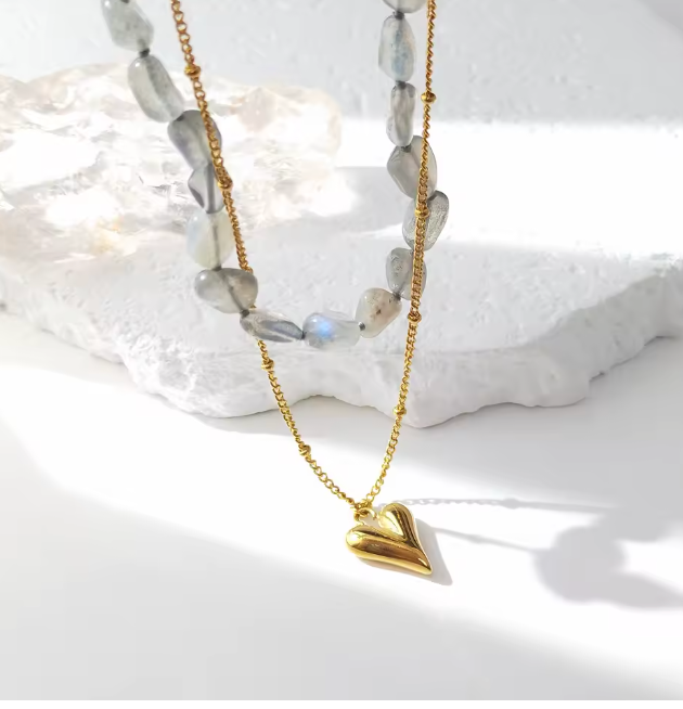 Collana con cuore di labradorite