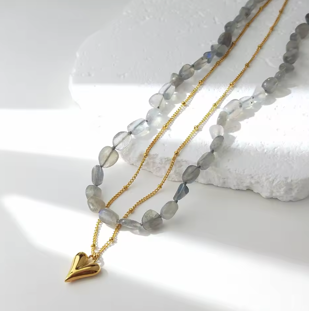 Collana con cuore di labradorite