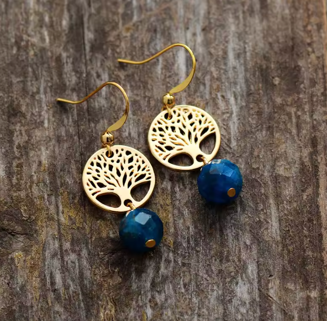 Orecchini con albero della vita in apatite