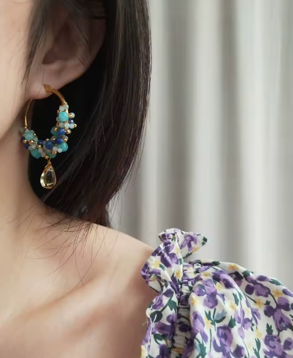Orecchini Citrin Amazonit Luxe