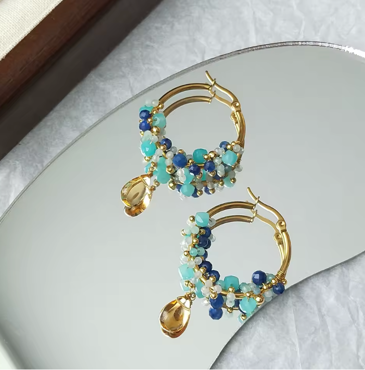 Orecchini Citrin Amazonit Luxe