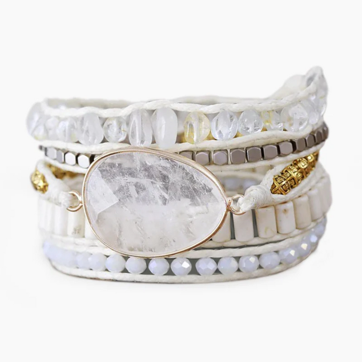 Braccialetto avvolgente White Quarz Aurora