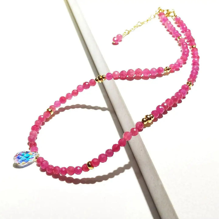 Collana con ciondolo in quarzo fragola
