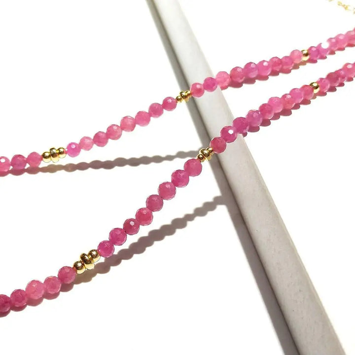 Collana con ciondolo in quarzo fragola