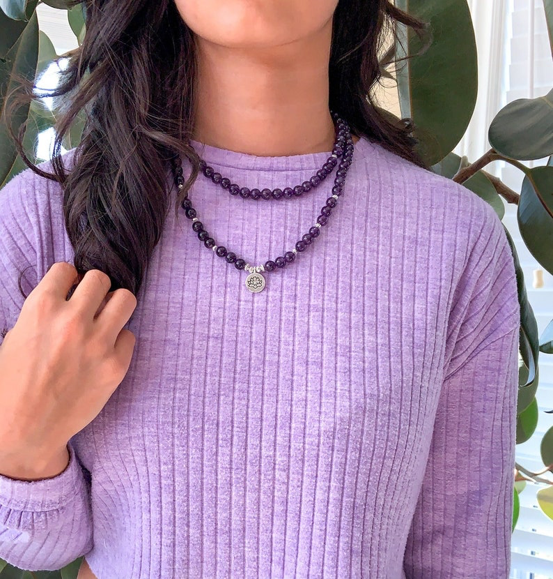 Collana Mala con Ametista Lotus