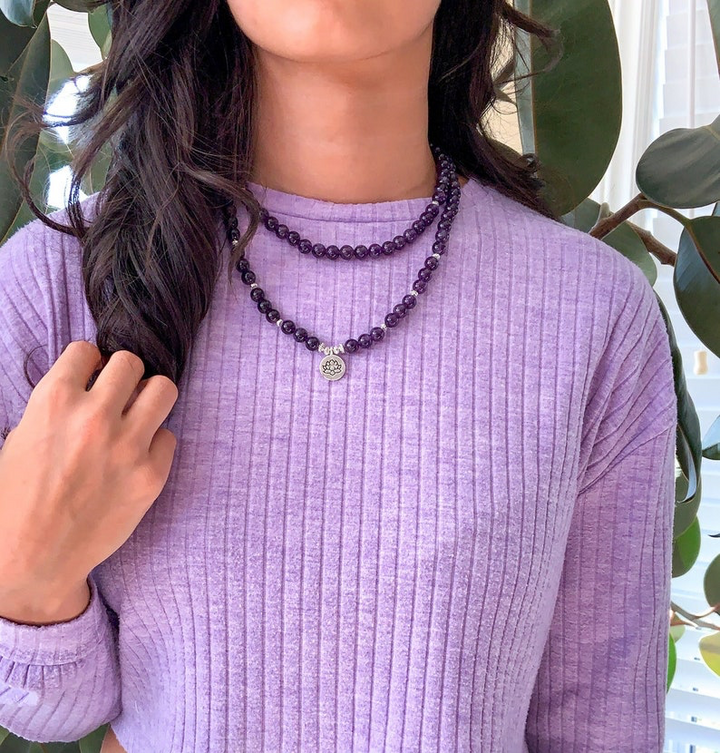 Collana Mala con Ametista Lotus