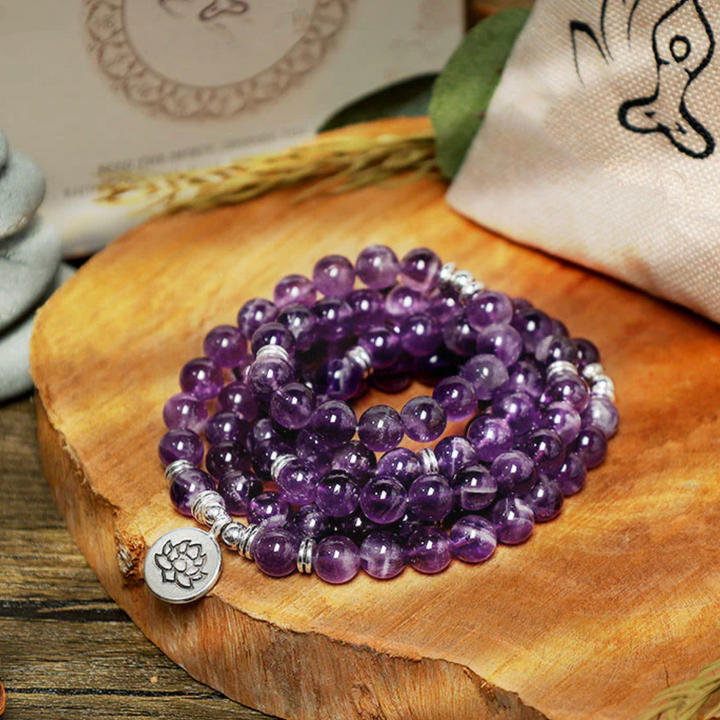 Collana Mala con Ametista Lotus