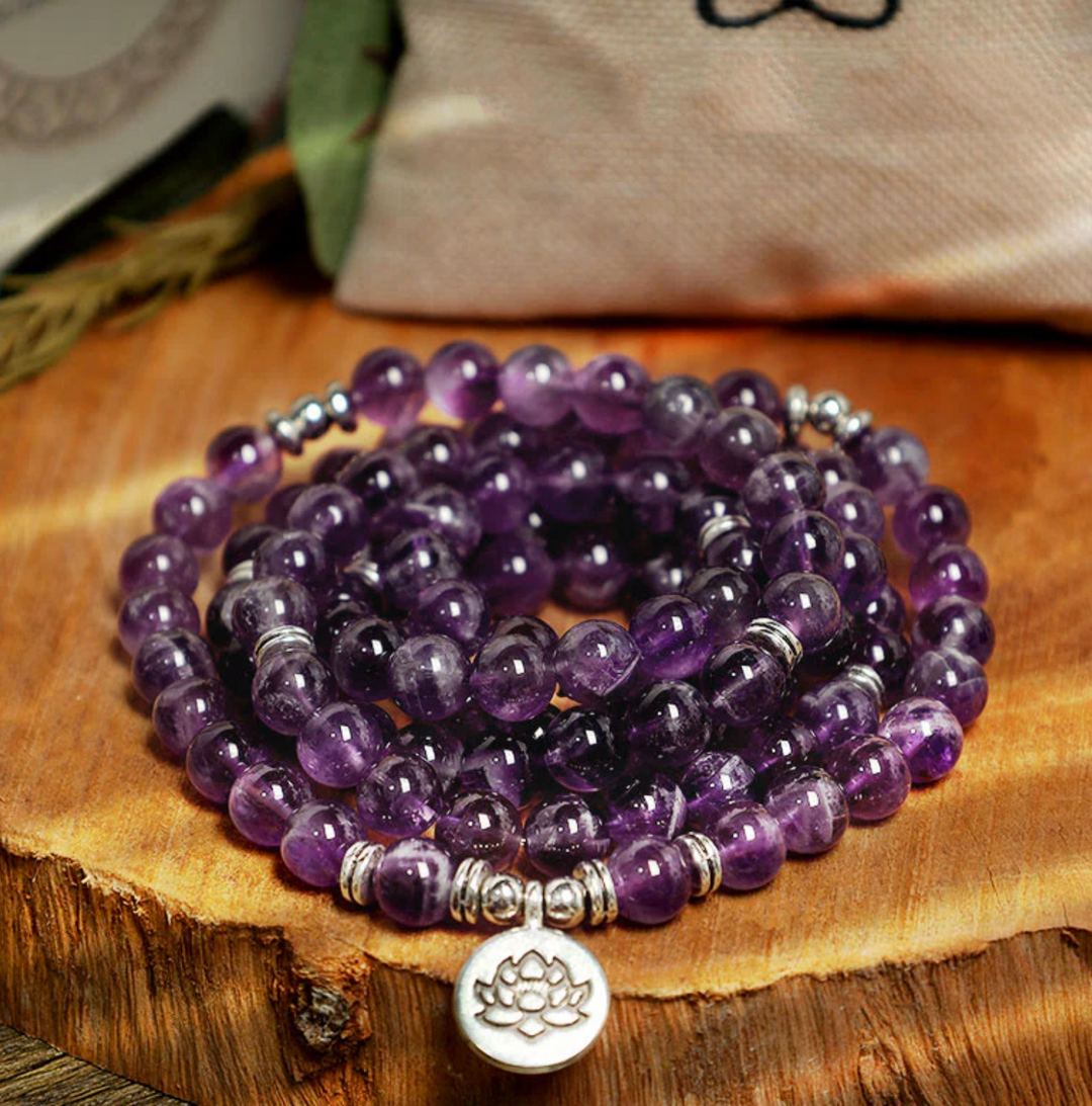 Collana Mala con Ametista Lotus