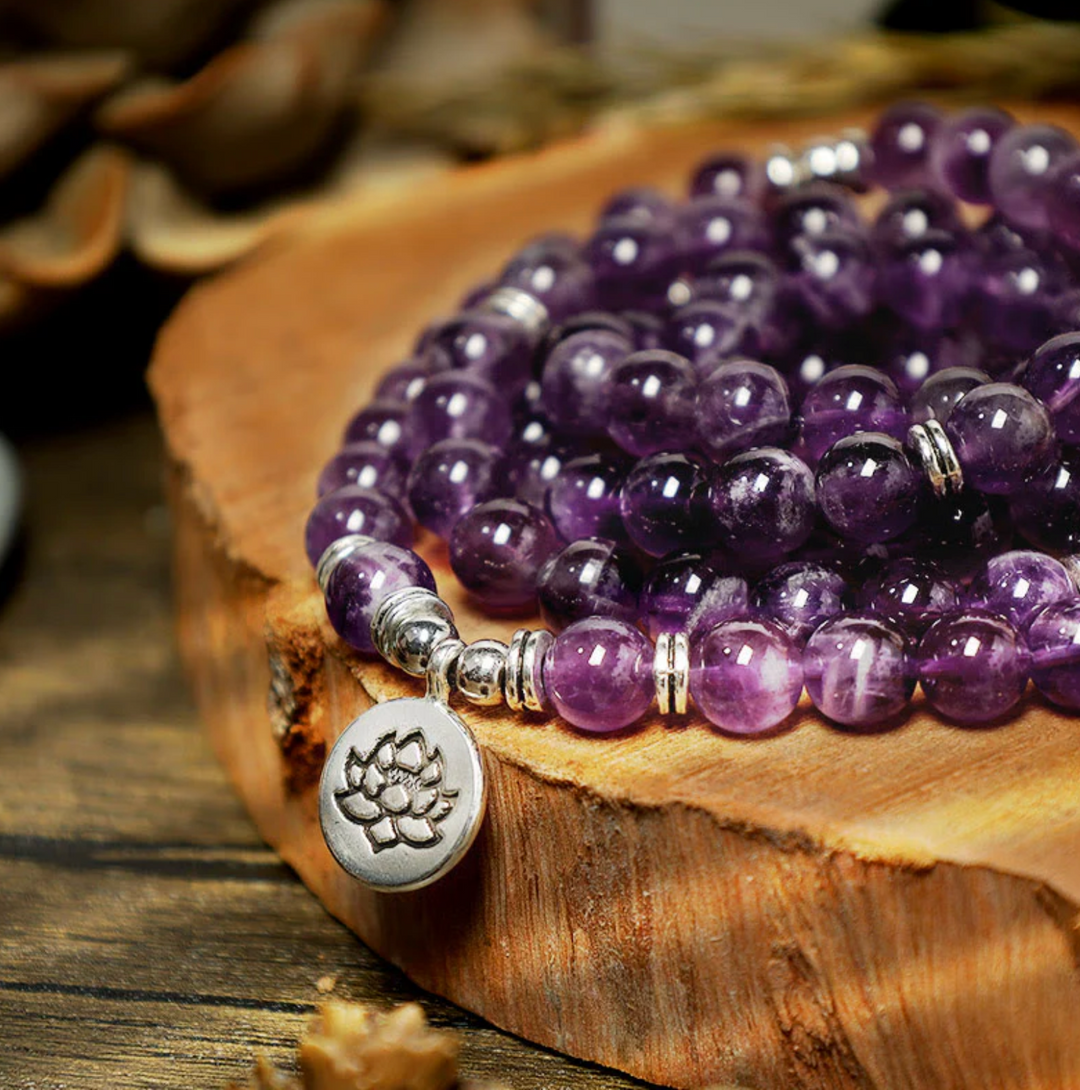 Collana Mala con Ametista Lotus