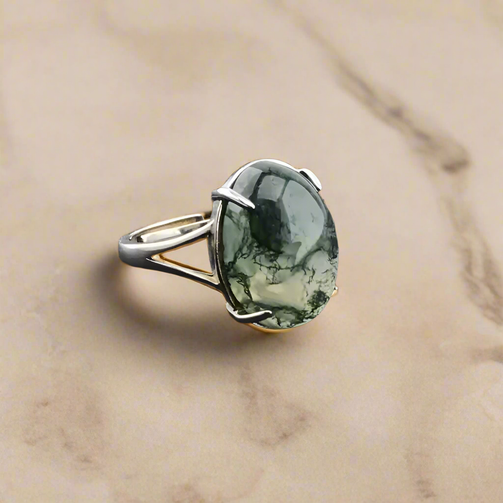 Natural Green Achat Ring- LAMIVA