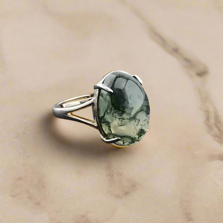 Natural Green Achat Ring- LAMIVA