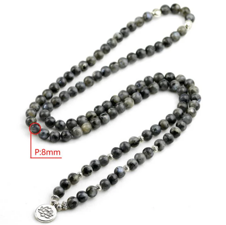 Collana Mala in Labradorite Nera