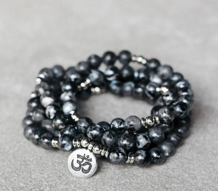 Collana Mala in Labradorite Nera