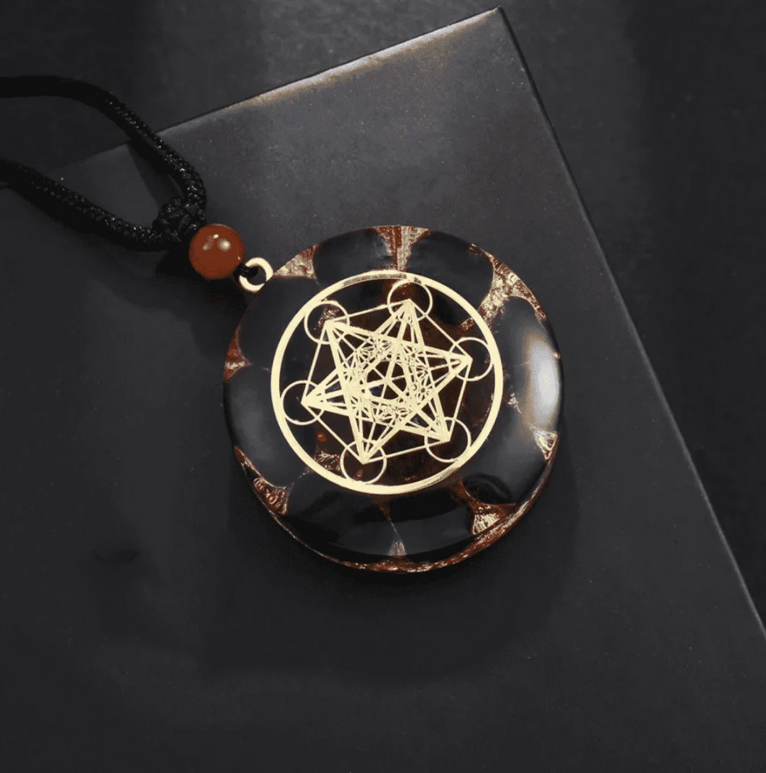 Obsidian Schutz Metatron liegend - Kette