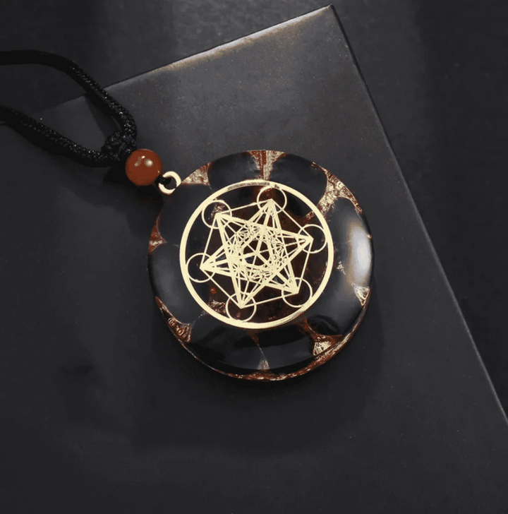 Obsidian Schutz Metatron liegend - Kette