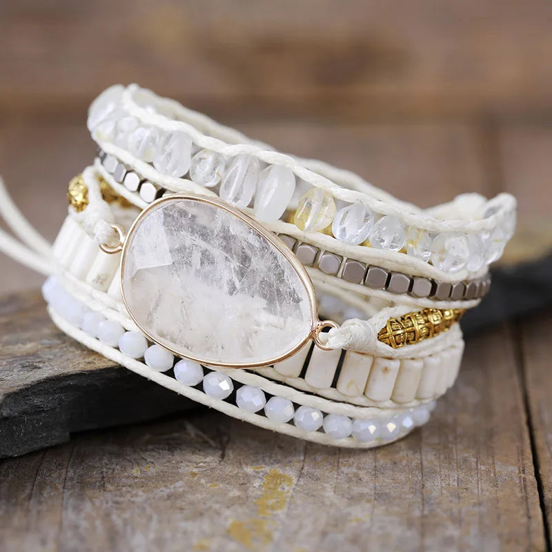 Braccialetto avvolgente White Quarz Aurora