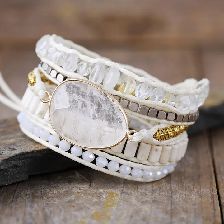 Braccialetto avvolgente White Quarz Aurora