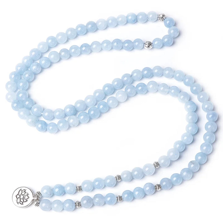 Collana Mala in acquamarina lucente