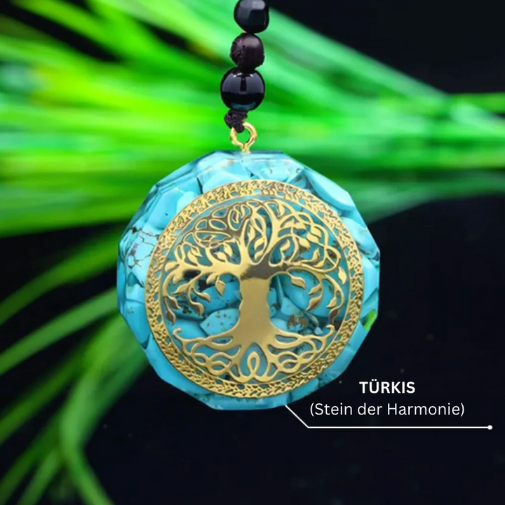 Collana con albero della vita in orgonite turchese
