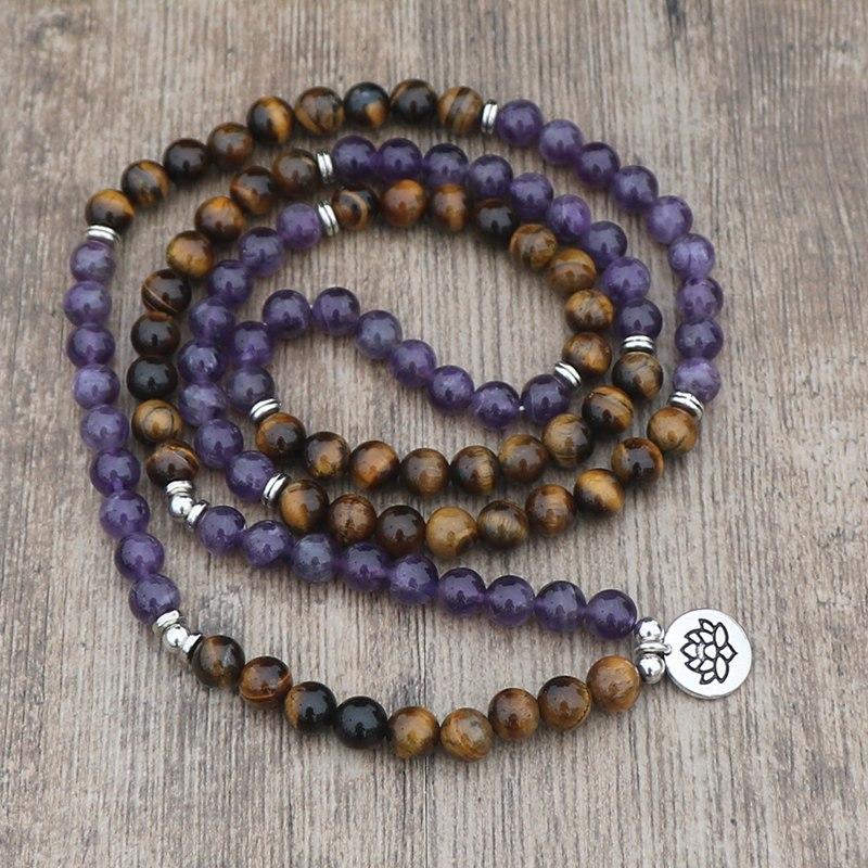 Amethyst Tiger Eye - Mala Kette - LAMIVA.de - Yoga Schmuck - Spiritualität