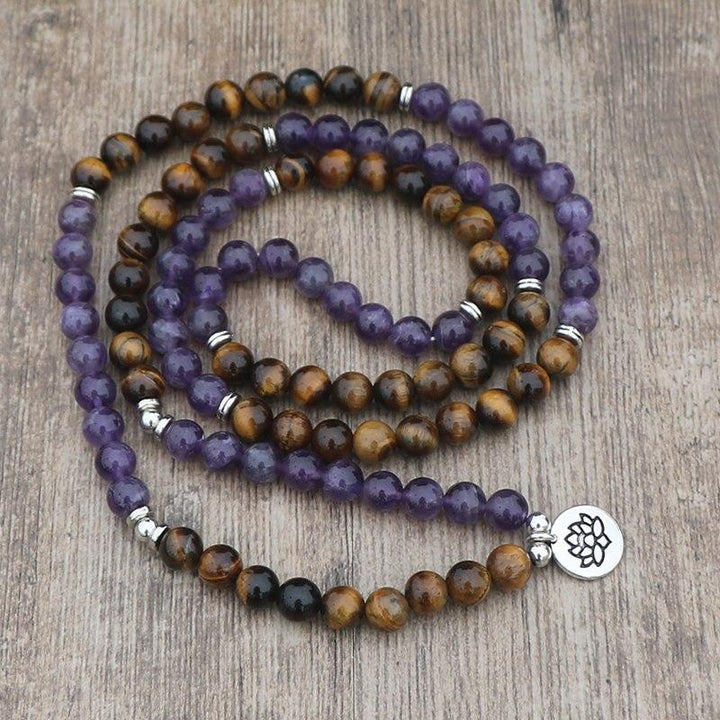 Amethyst Tiger Eye - Mala Kette - LAMIVA.de - Yoga Schmuck - Spiritualität
