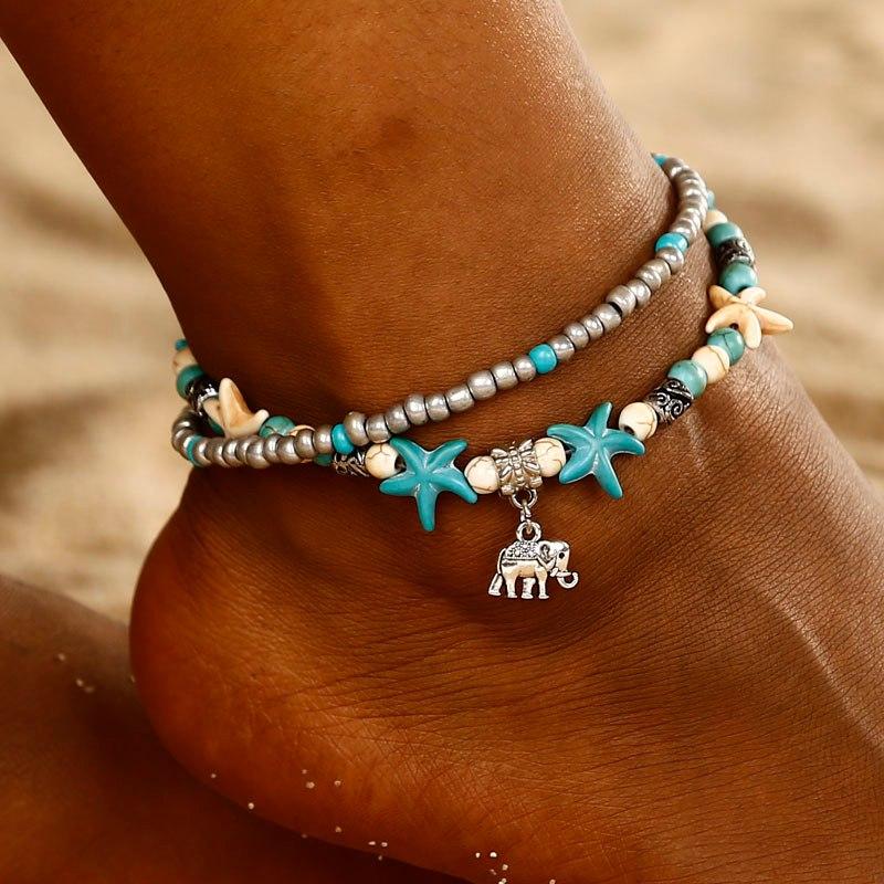 Blue Wavy - Fusskette - LAMIVA.de - Yoga Schmuck - Spiritualität