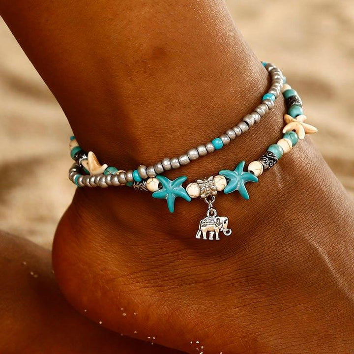 Blue Wavy - Fusskette - LAMIVA.de - Yoga Schmuck - Spiritualität