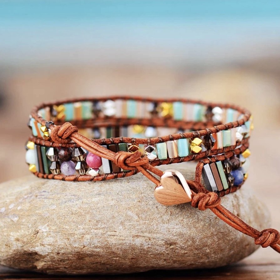 Pink Love Jaspis - Wickelarmband - LAMIVA.de - Yoga Schmuck - Spiritualität