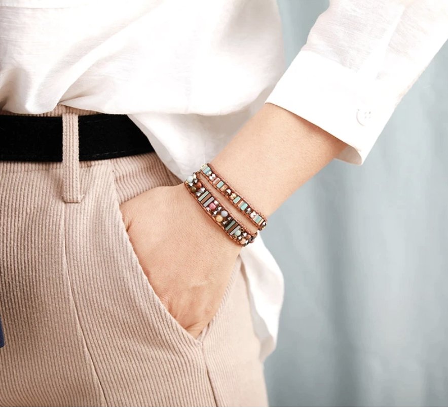 Pink Love Jaspis - Wickelarmband - LAMIVA.de - Yoga Schmuck - Spiritualität