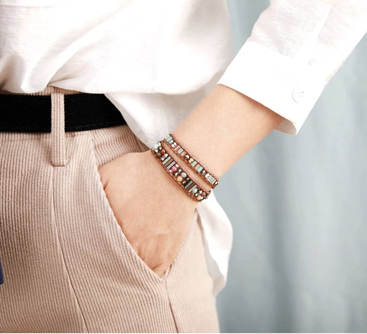 Pink Love Jaspis - Wickelarmband - LAMIVA.de - Yoga Schmuck - Spiritualität