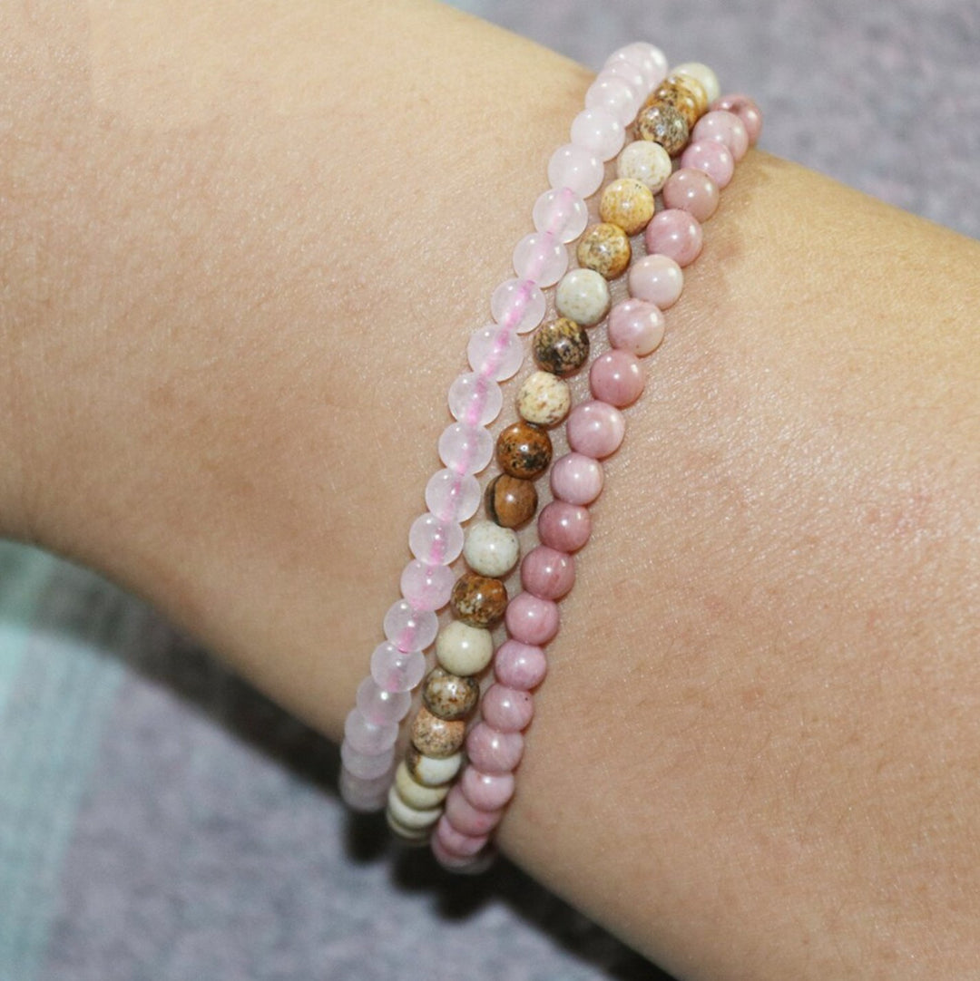 Pink Tricolor Edelstein - Armband Set - LAMIVA.de - Yoga Schmuck - Spiritualität