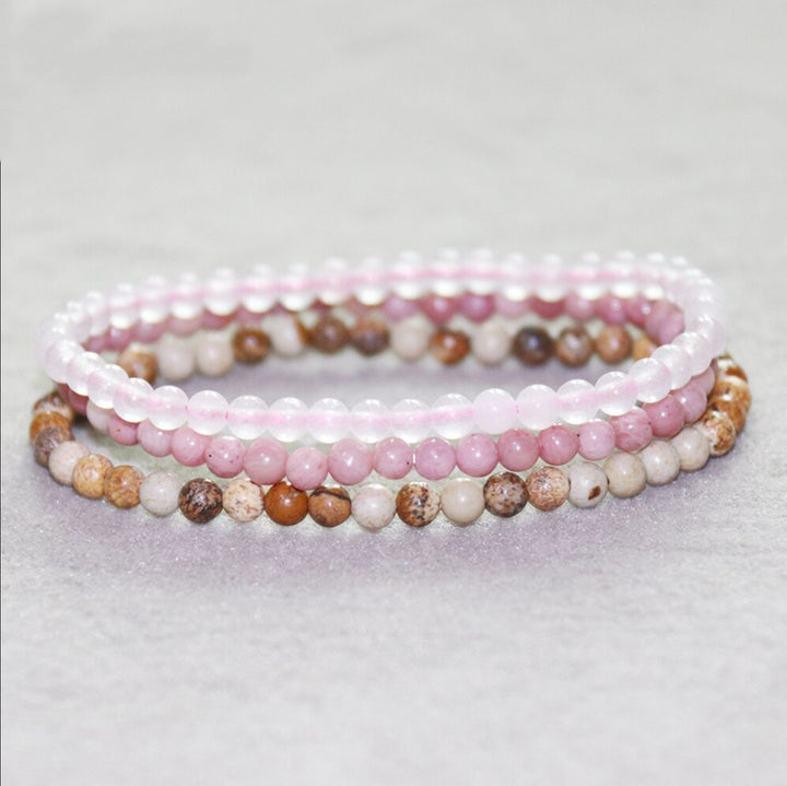 Pink Tricolor Edelstein - Armband Set - LAMIVA.de - Yoga Schmuck - Spiritualität