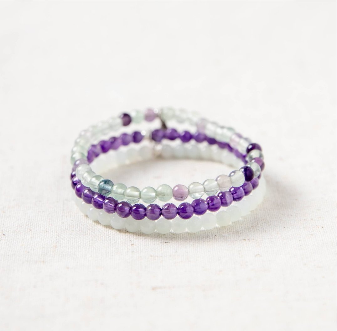 Purple Tricolor Edelstein - Armband Set - LAMIVA.de - Yoga Schmuck - Spiritualität